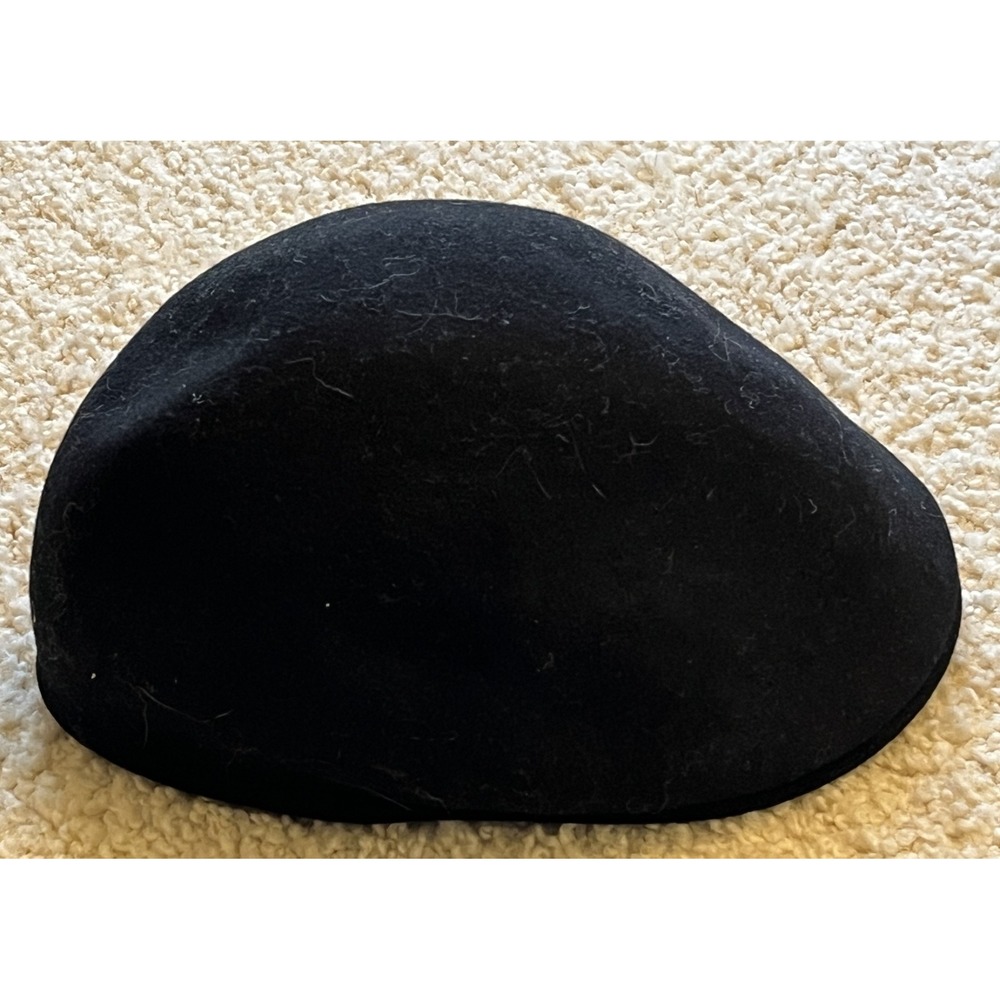 Vintage Black Woolfelt Newsboy Cabbie Golf Hat Cap Made in Czech Republic Men XL